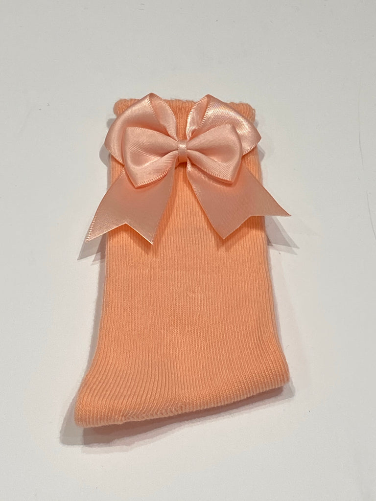 Peach bow sock