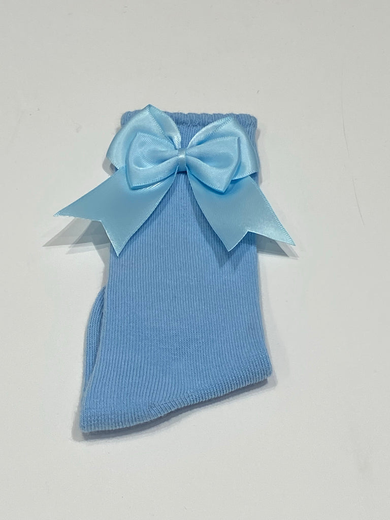 Baby blue bow sock