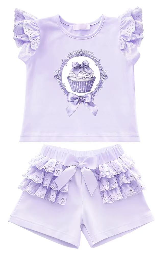 Lilac cupcake short set