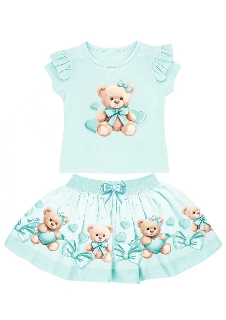 Mint teddy skirt set