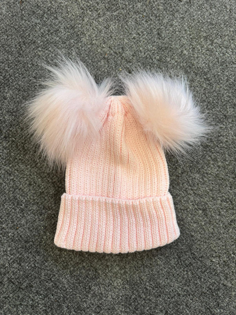 Pink Double pom pom hat