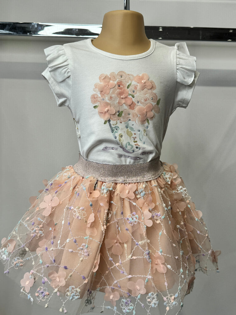 Fleur peach skirt set
