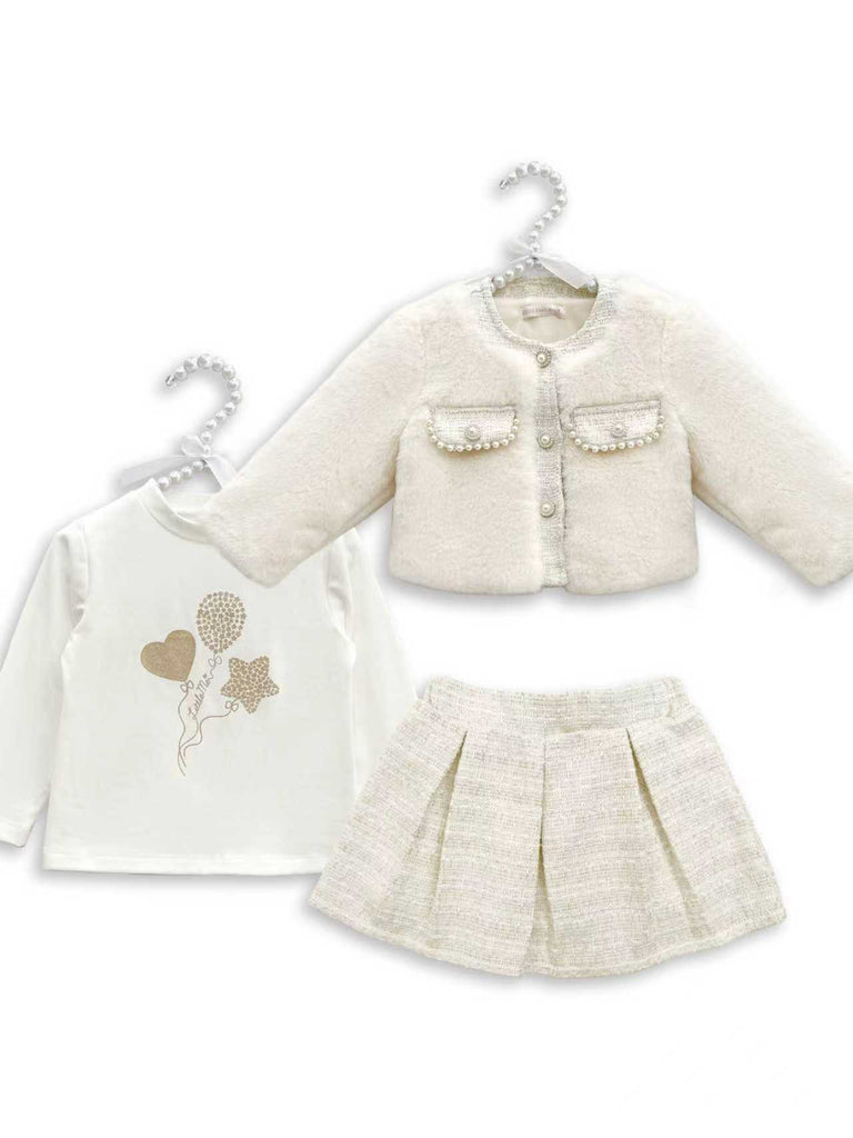 Hattie Cream 3 piece skirt set