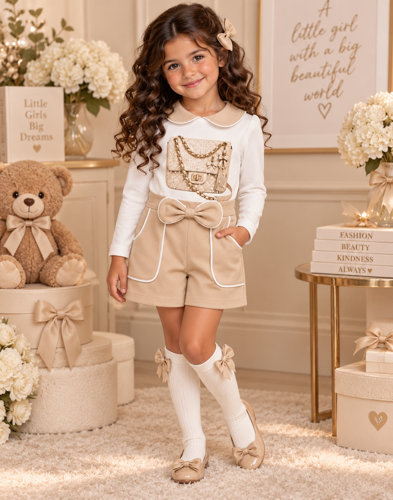Handbag beige short set