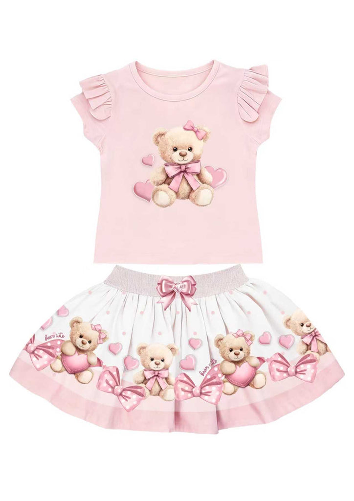Pink Teddy skirt set