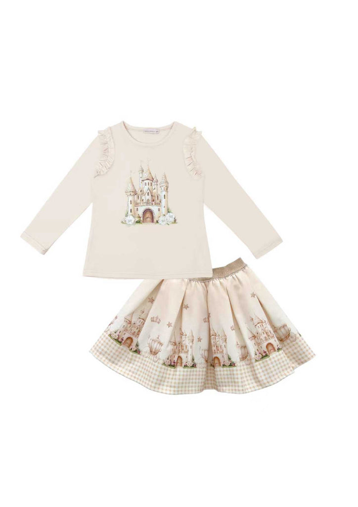 Beige princess castle skirt set