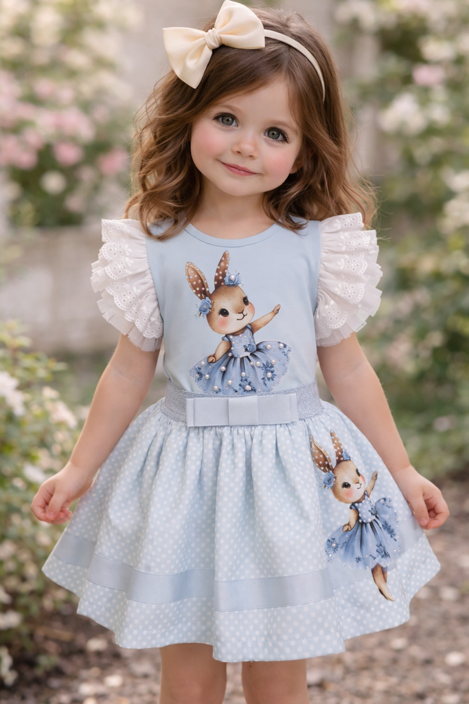 Bunny blue rabbit skirt set
