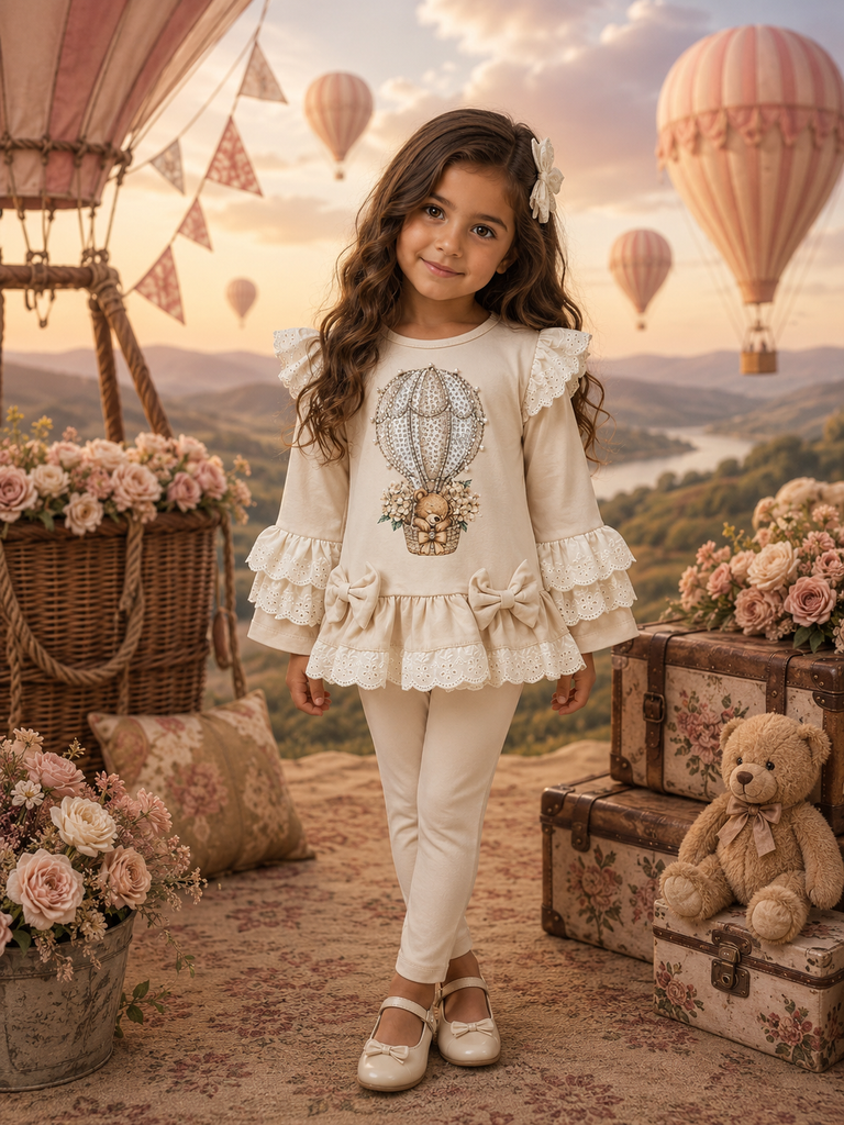 Hot air balloon beige legging set