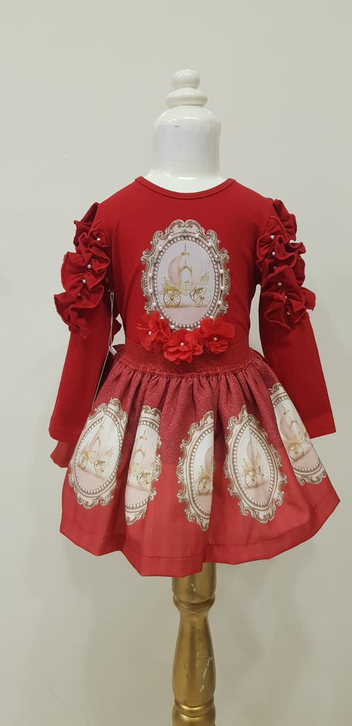 Red carriage skirt set