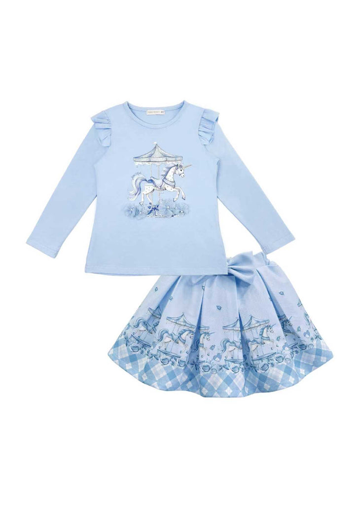 Blue carousel skirt set