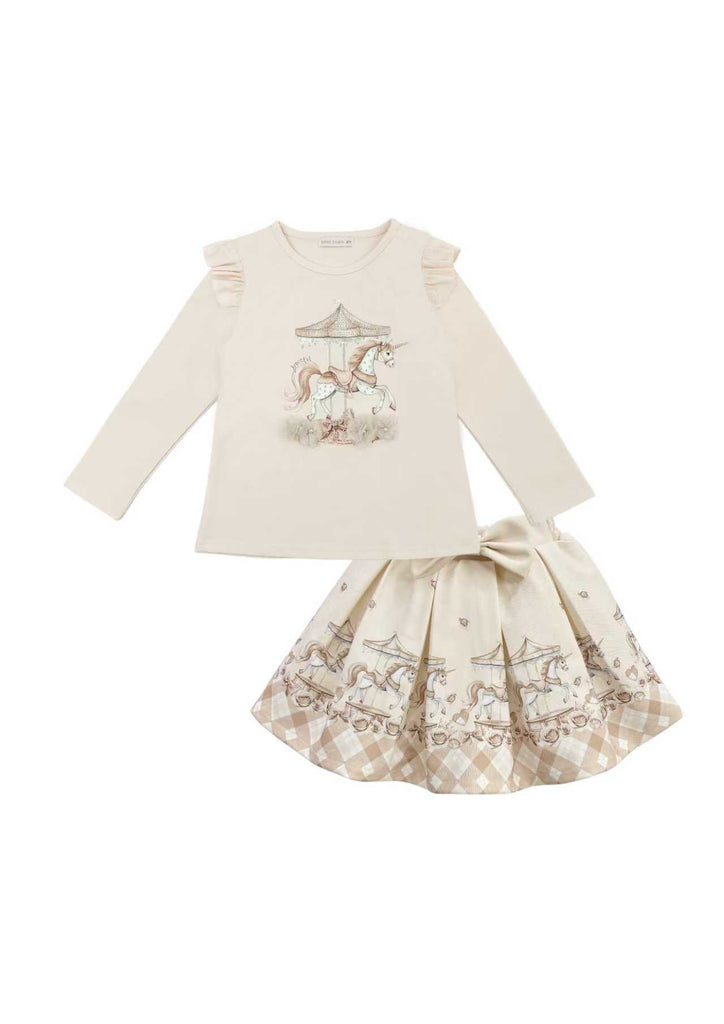 Beige Carousel skirt set