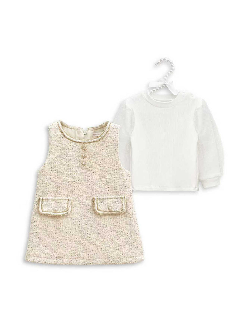 Charlotte Beige tweed dress