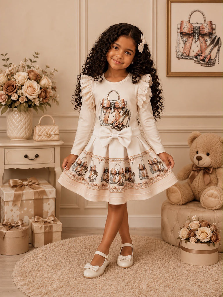 Handbags & shoes beige skirt set