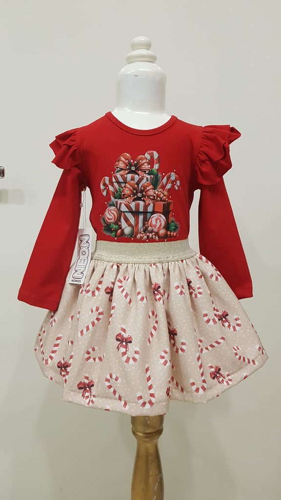 Candy cane christmas skirt sets