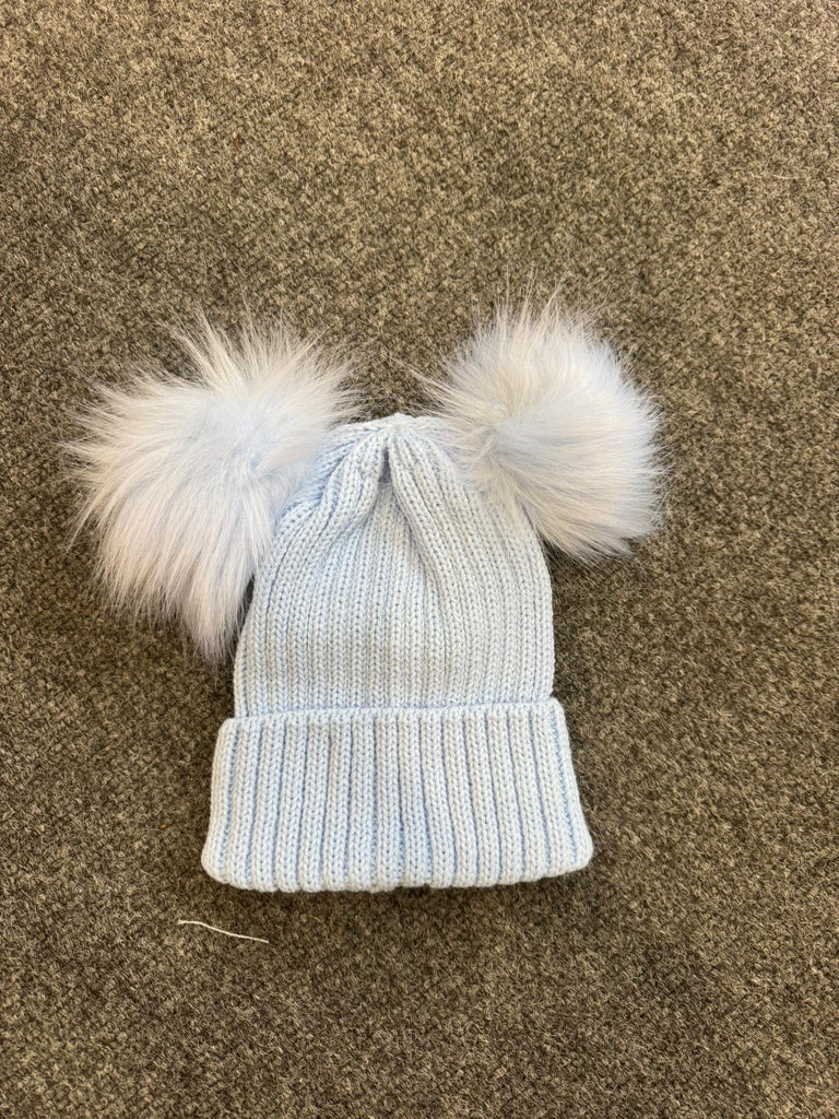 Baby Blue double pom pom hat
