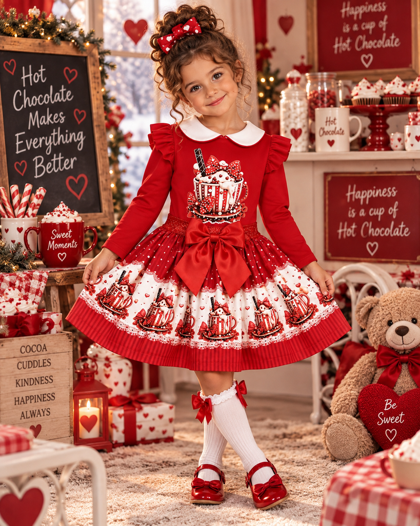 Red sweet coffee skirt set