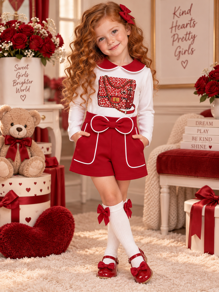 Handbag red short set