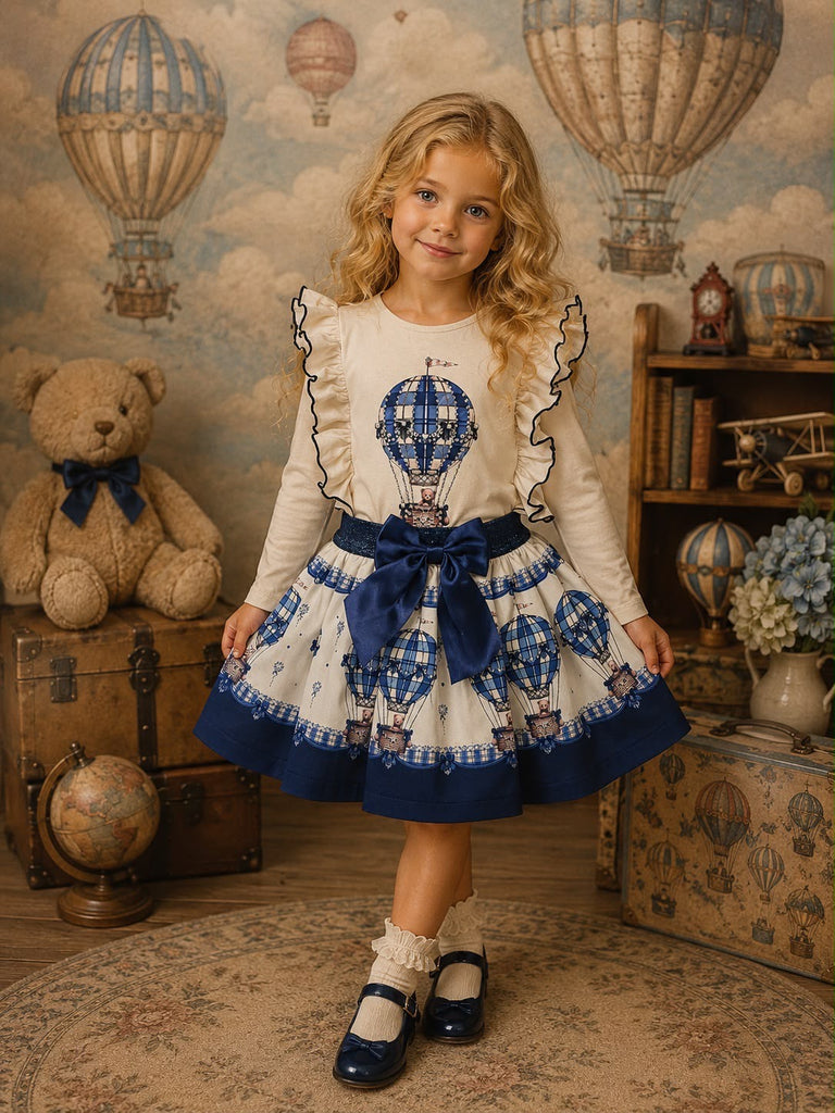 Up up & away navy skirt set