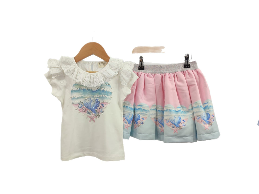 Under the sea pink skirt set