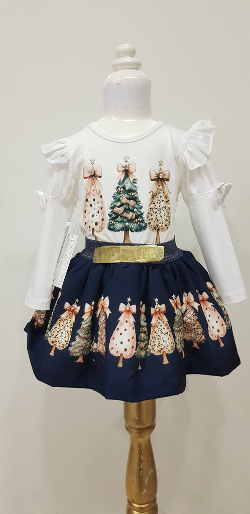 Christmas Navy Skirt set