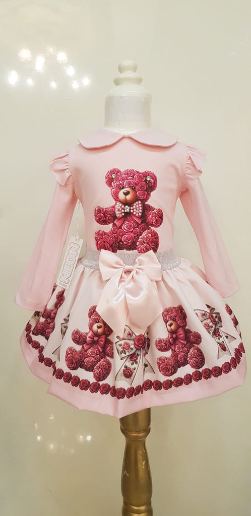 Be mine Pink rose bear skirt set