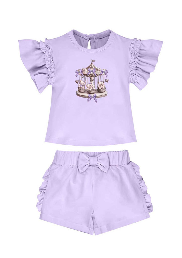 Lilac Teddy carousel short set