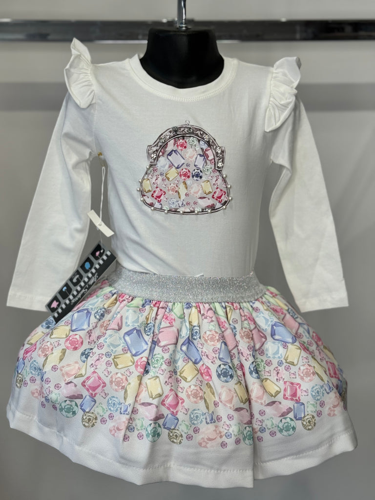 Pastel White skirt set