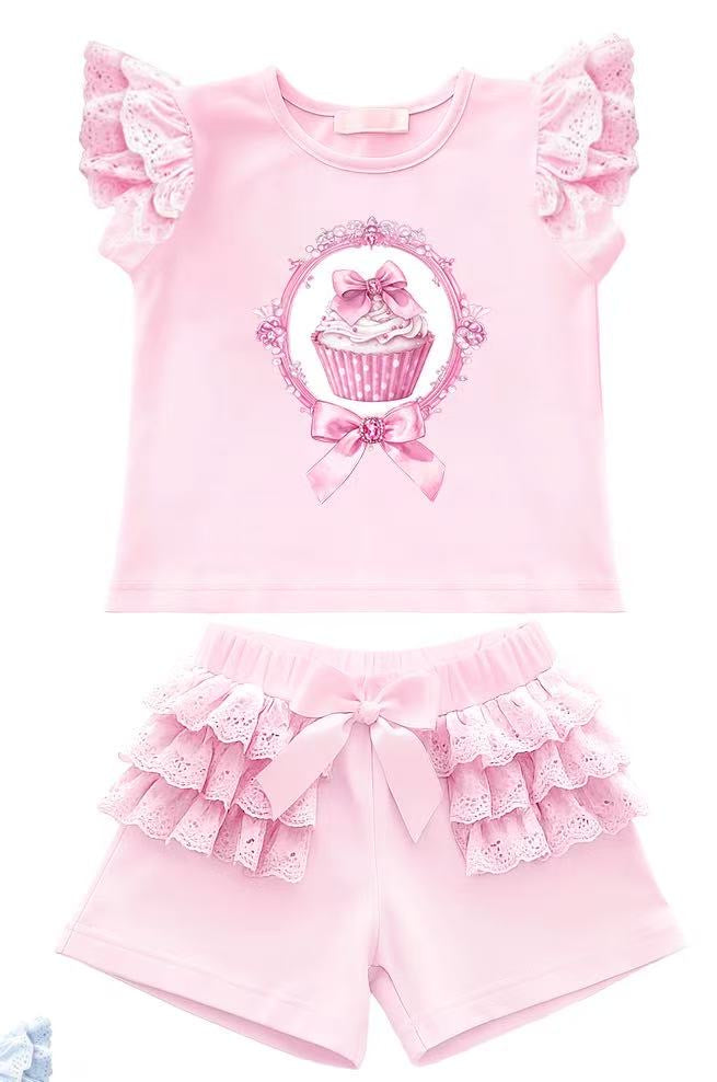 Cupcake pink short set