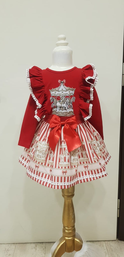 Carousel Red Skirt set
