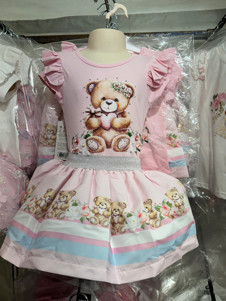 Pink summer teddy skirt set