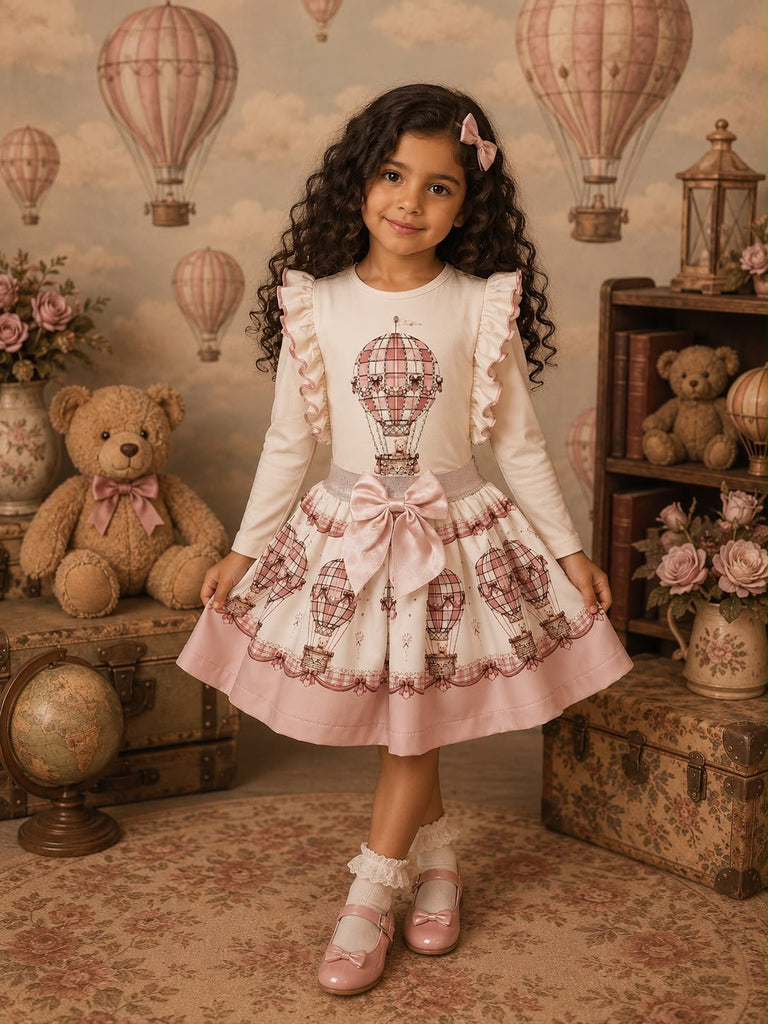 Up up & away pink skirt set