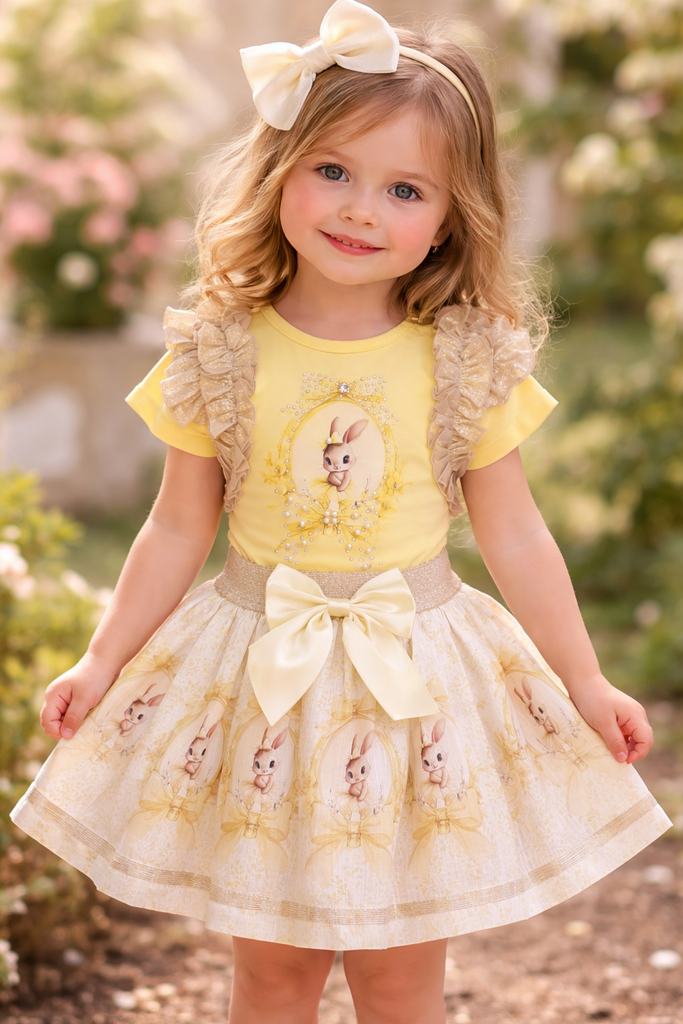 Ruffle bunny Lemon skirt set