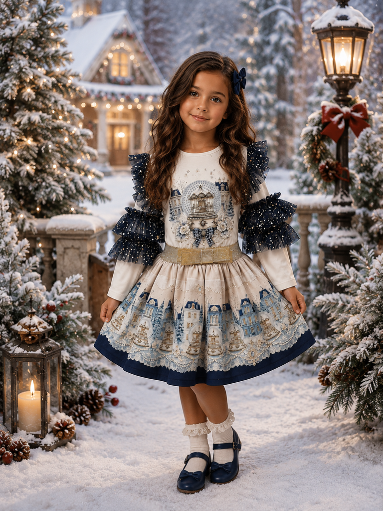 Snow globe navy skirt