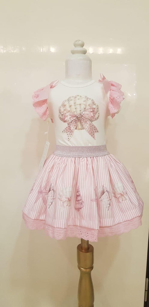 Shell pink skirt set