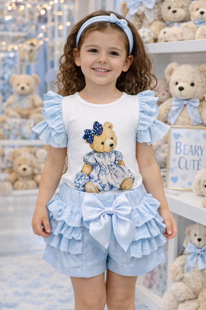 Beary Cute blue short set