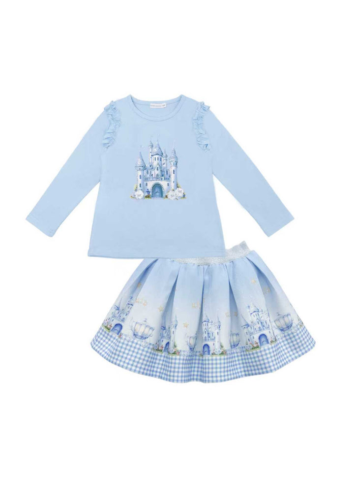 Blue princess castle skirt set