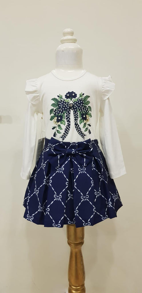 Holly Bow Navy skirt set
