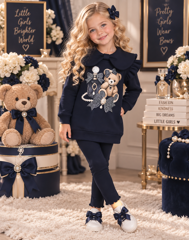 Navy teddy legging set