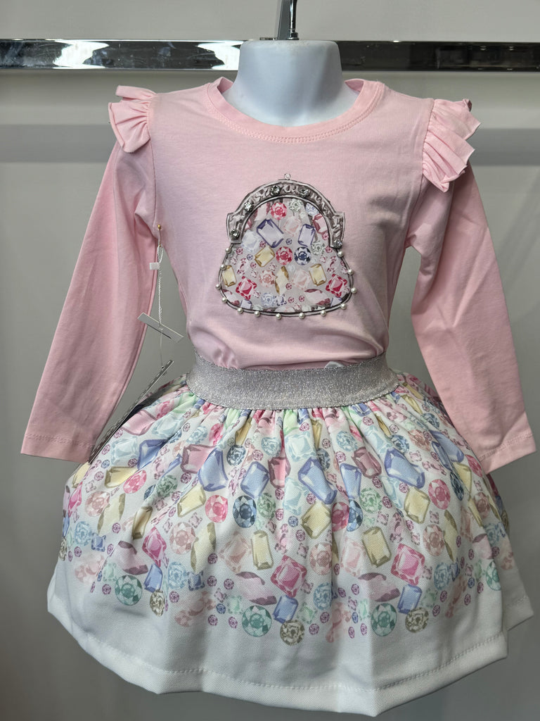 Pastel pink skirt set