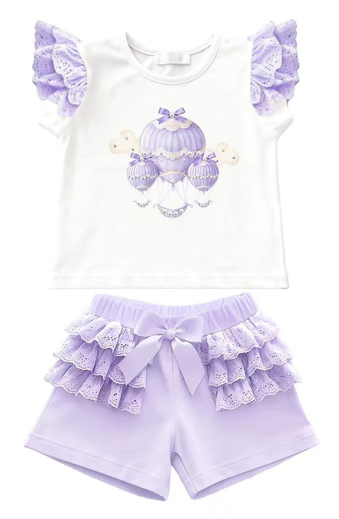 Lilac Hot air balloon short set