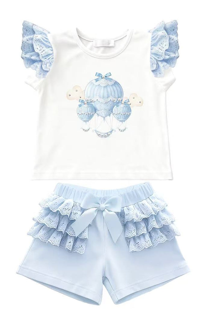 Blue Hot air balloon short set