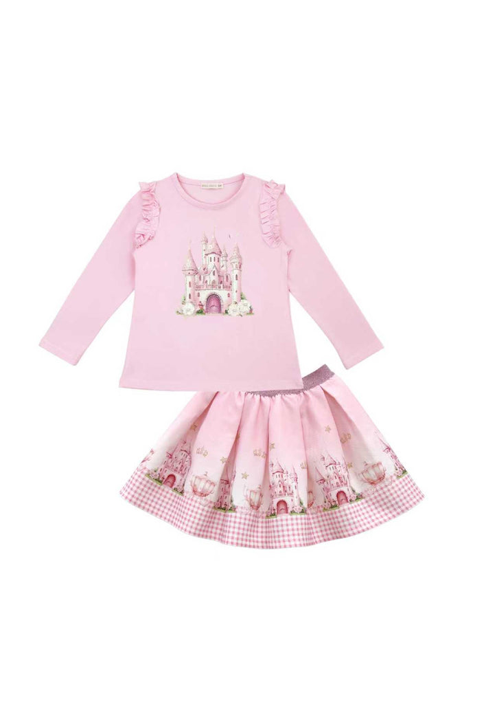 Pink princess castle skirt set