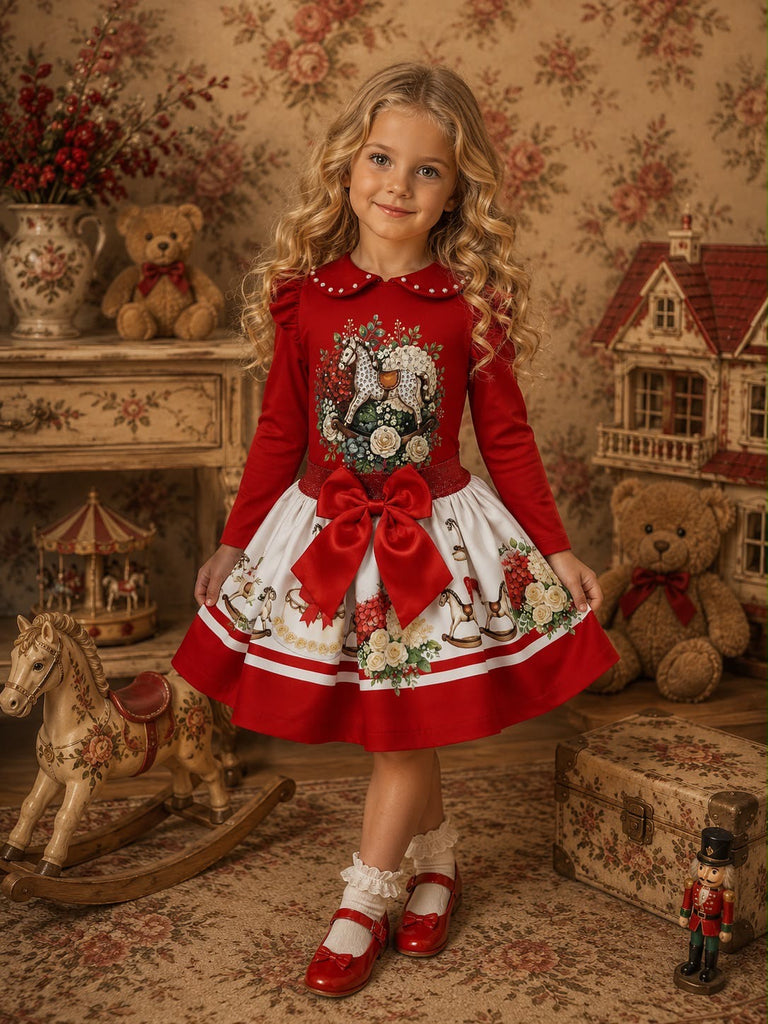 Rocking horse red skirt sets