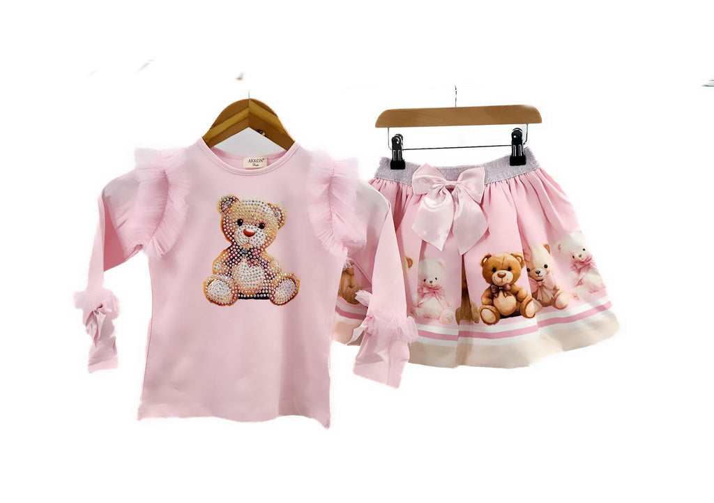 Pink frilly teddy skirt set