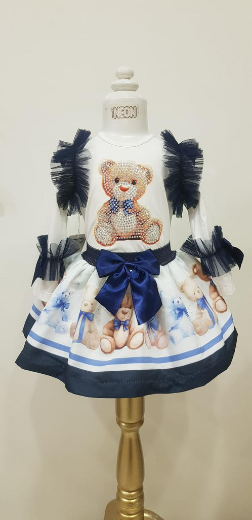 Navy frilly teddy skirt set