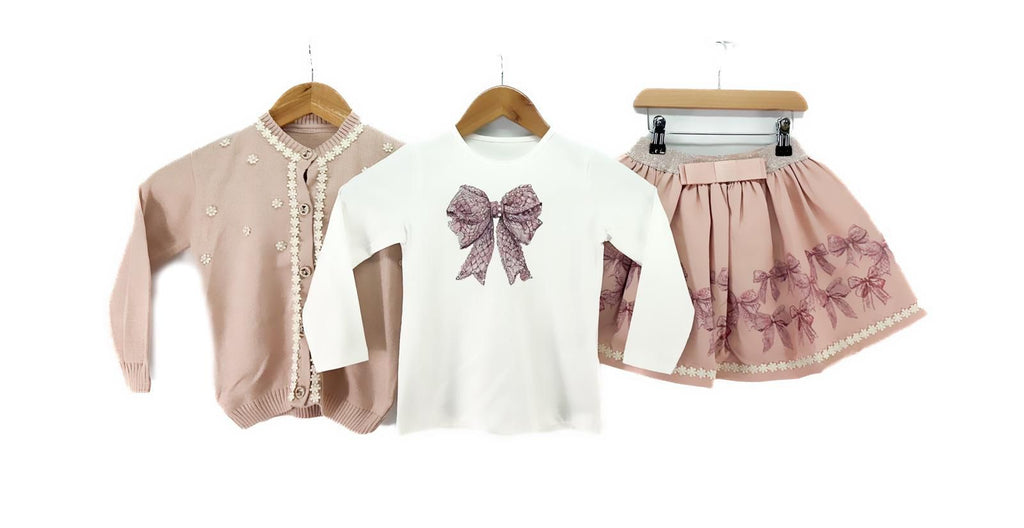 Blush Beau & bows skirt set