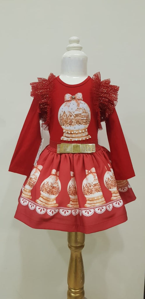 Snow globe red skirt set