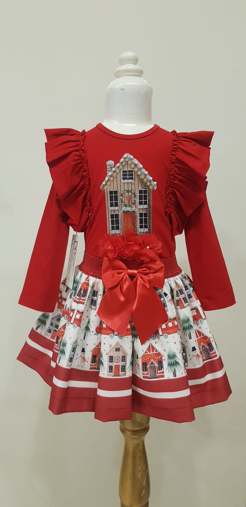 Winter house skirt set Red