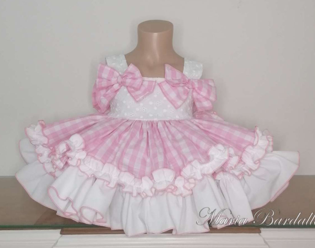 Pink check baby dress