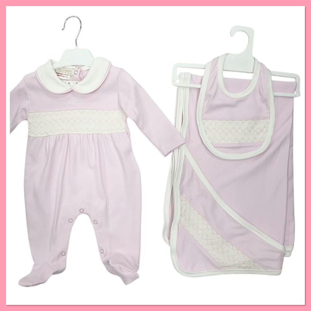 Pink smocked 3 piece set
